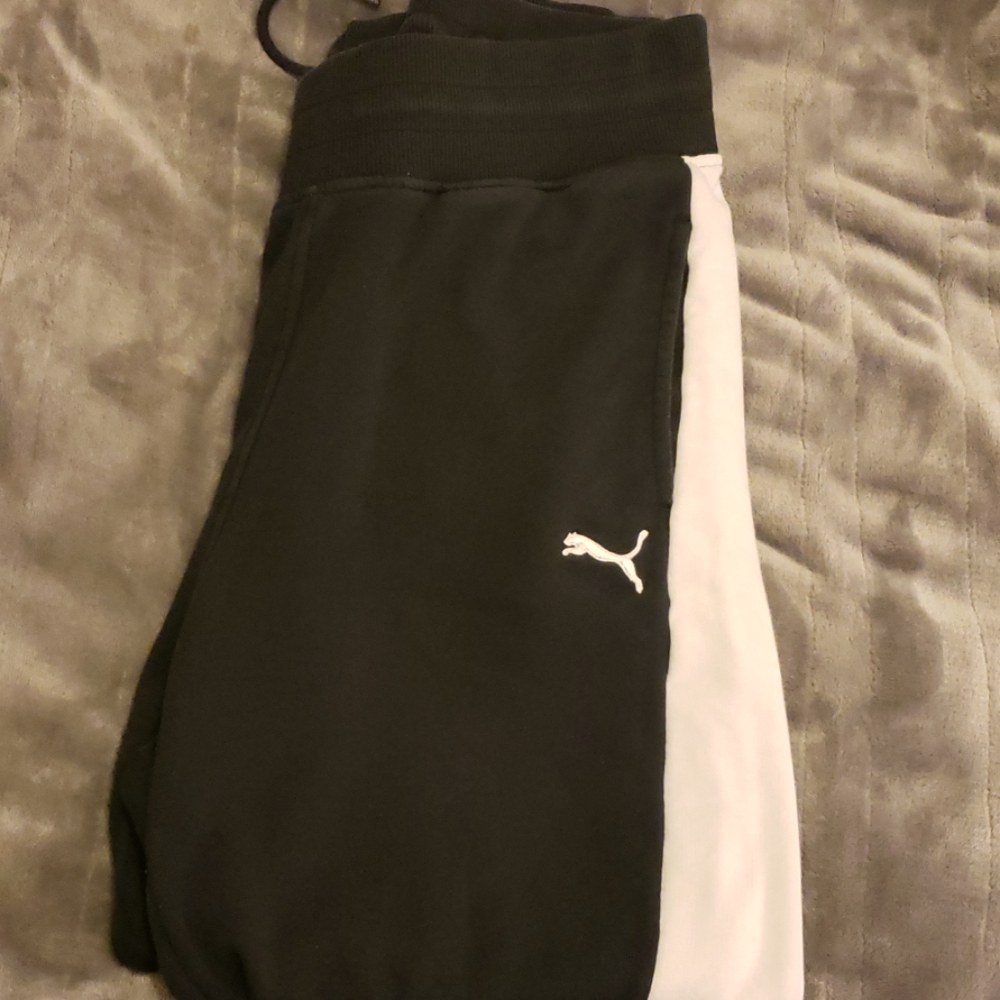 Puma sweatpants, black, white size XL